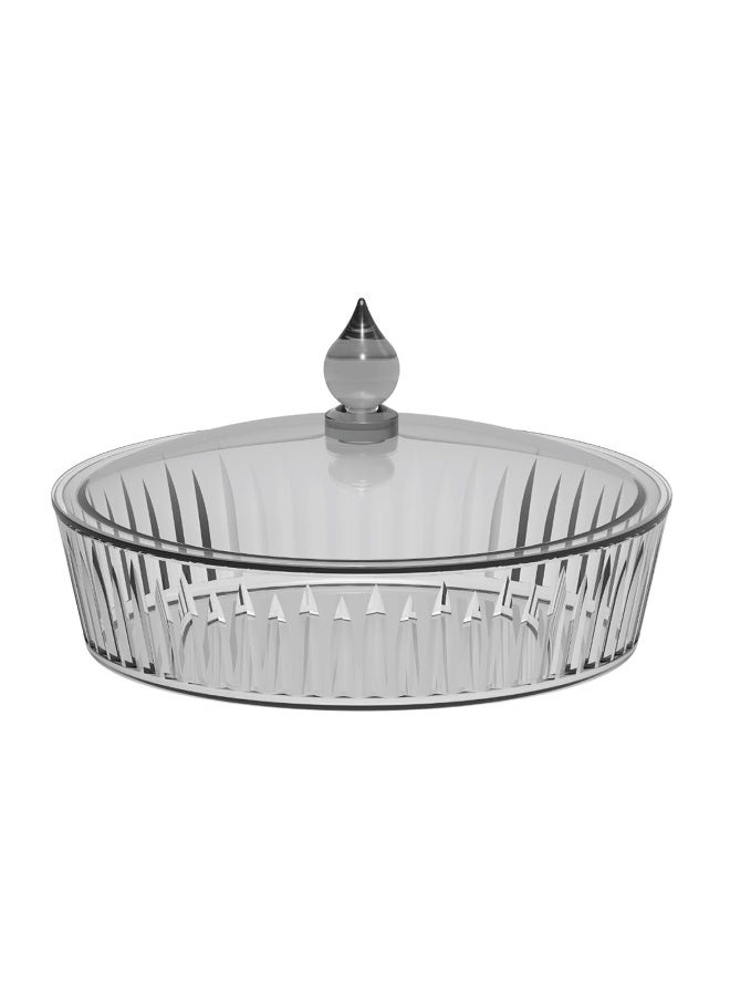 BLACKSTONE 30CM Clear Acrylic Round Tray with Stylish Lid for Storing Small Items Multi-Purpose Decorative Organizer Box for Vanity Makeup Candy and Jewelry Display - Image 1