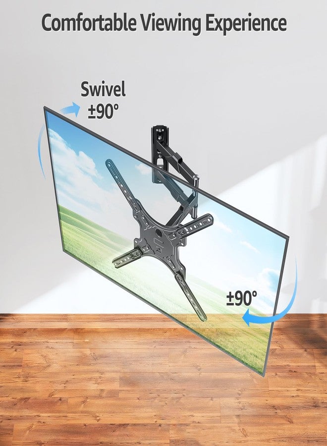 MOUNTUP TV Wall Mounts for Most 26-60 Inches TVs, Full Motion TV Bracket with Swivel and Extension, Articulating Arms, Tilt, Leveling, Single Stud Design, Max VESA 400x400mm up to 77lbs, MU0009 - Image 4