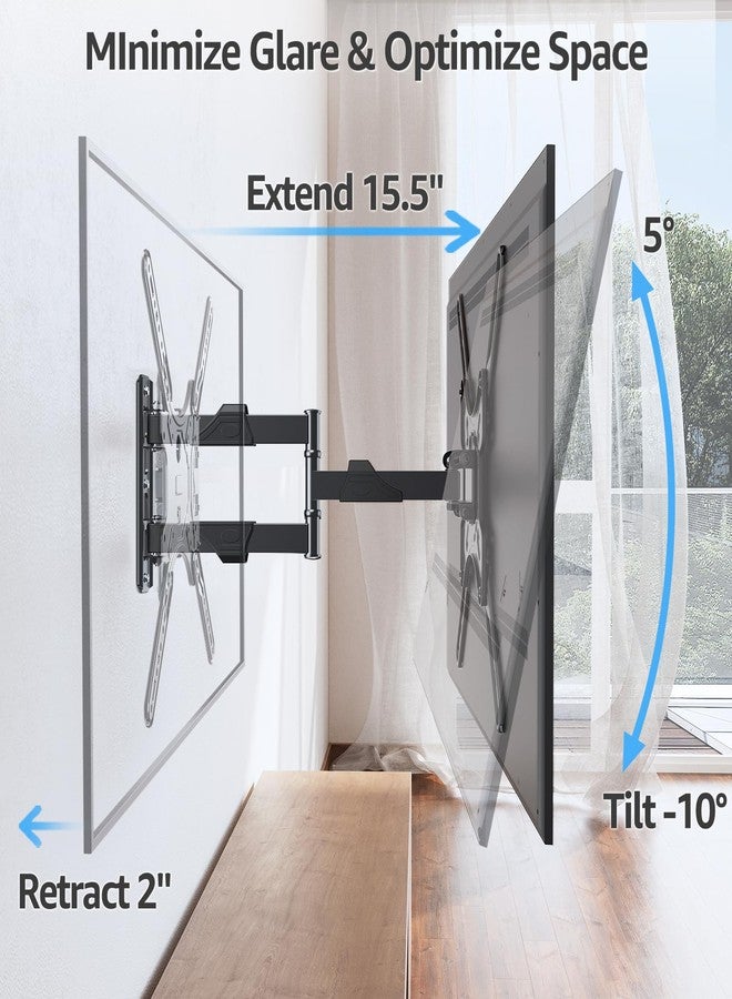 MOUNTUP TV Wall Mounts for Most 26-60 Inches TVs, Full Motion TV Bracket with Swivel and Extension, Articulating Arms, Tilt, Leveling, Single Stud Design, Max VESA 400x400mm up to 77lbs, MU0009 - Image 5