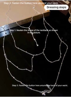 Catei Karrui Silver Alloy Multilayer Body Chain Women's Fashion Accessory for Evening and Beach Wear  - Image 3