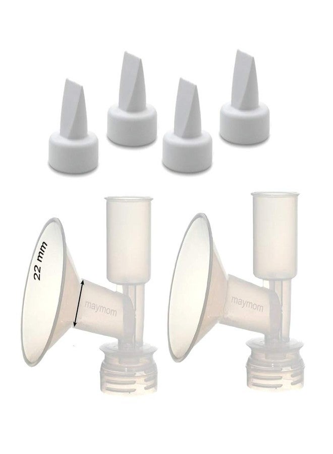 Maymom Non-Insert, One-Piece Small Flange Kit Compatible with Ameda Purely Yours, Ultra Breastpump (Flange 22 mm), with Duckbill; Not Original Ameda Flange or Duckbill - Image 1