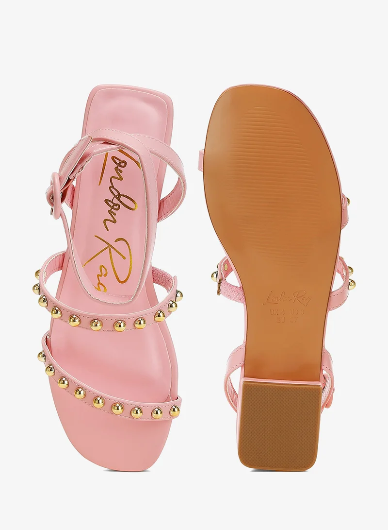 London Rag pink Studded Ankle Strap Flat Sandals in Pink for Women | Best Price UAE