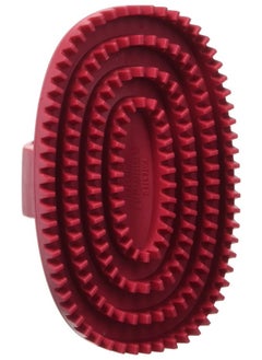 Le Salon Essentials Rubber Curry Grooming Brush with Loop Handle Red