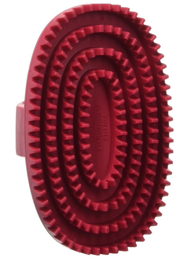 Le Salon Le Salon Essentials Rubber Curry Grooming Brush with Loop Handle Red  - Image 1
