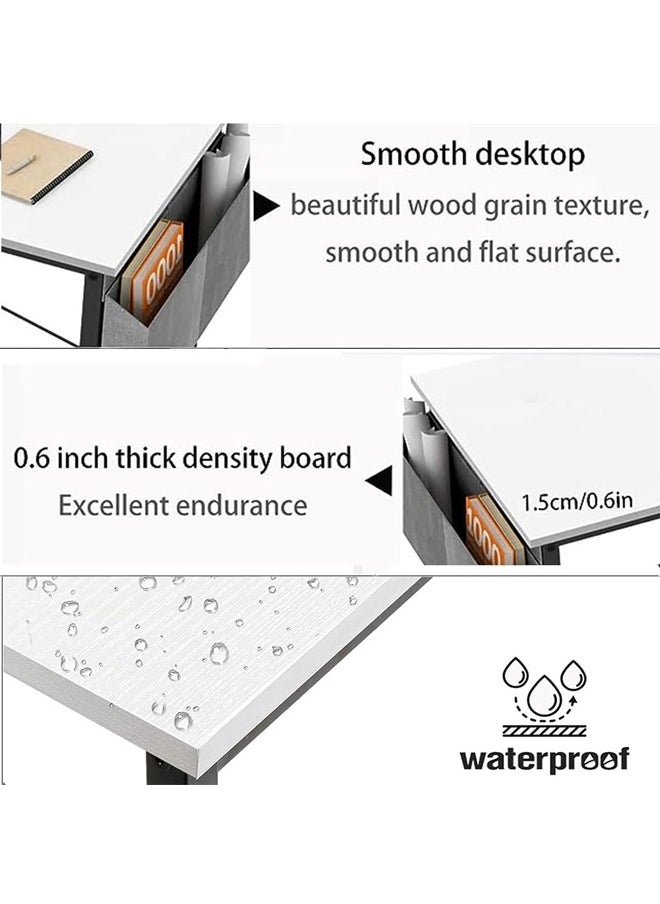 Beauenty - Computer Table120*60cm Home Office Desk Table Computer Study Table, Modern Standing Desk Simple Writing Table,Sturdy Office Table, Work Desks with Storage Bag Laptop PC Table(Black, 120x60CM) - Image 1
