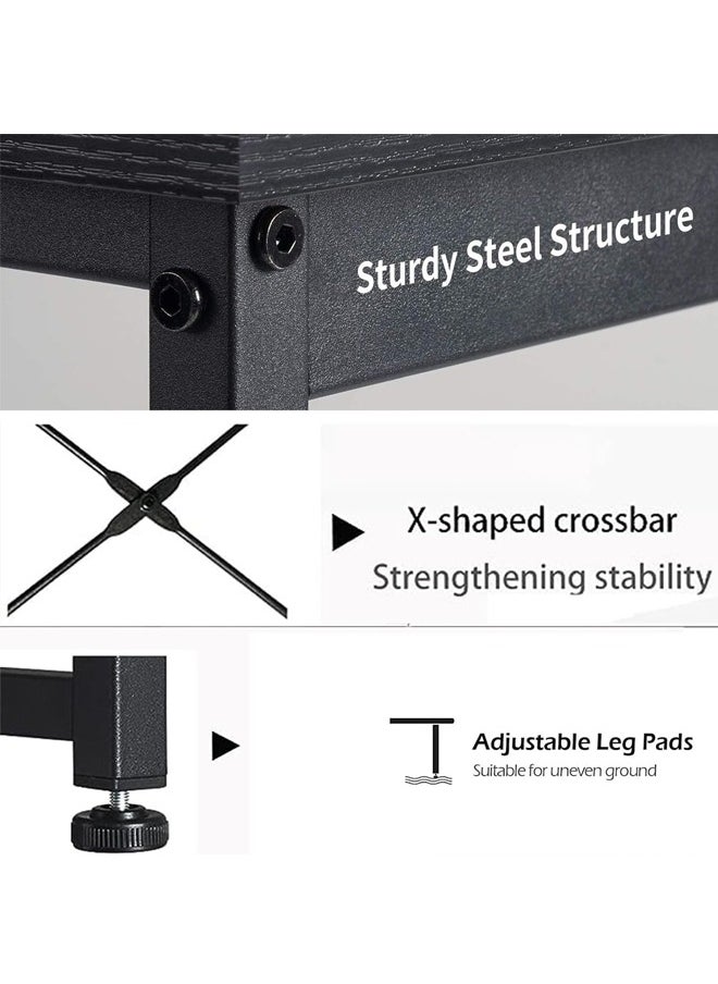 Beauenty - Computer Table120*60cm Home Office Desk Table Computer Study Table, Modern Standing Desk Simple Writing Table,Sturdy Office Table, Work Desks with Storage Bag Laptop PC Table(Black, 120x60CM) - Image 1