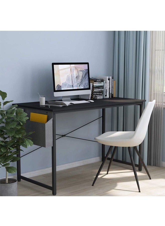 Beauenty - Computer Table120*60cm Home Office Desk Table Computer Study Table, Modern Standing Desk Simple Writing Table,Sturdy Office Table, Work Desks with Storage Bag Laptop PC Table(Black, 120x60CM) - Image 1