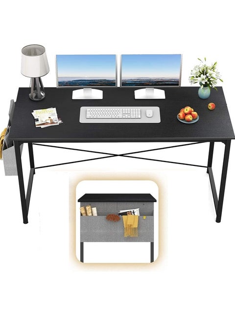Computer Table120*60cm Home Office Desk Table Computer Study Table, Modern Standing Desk Simple Writing Table,Sturdy Office Table, Work Desks with Storage Bag Laptop PC Table(Black, 120x60CM)