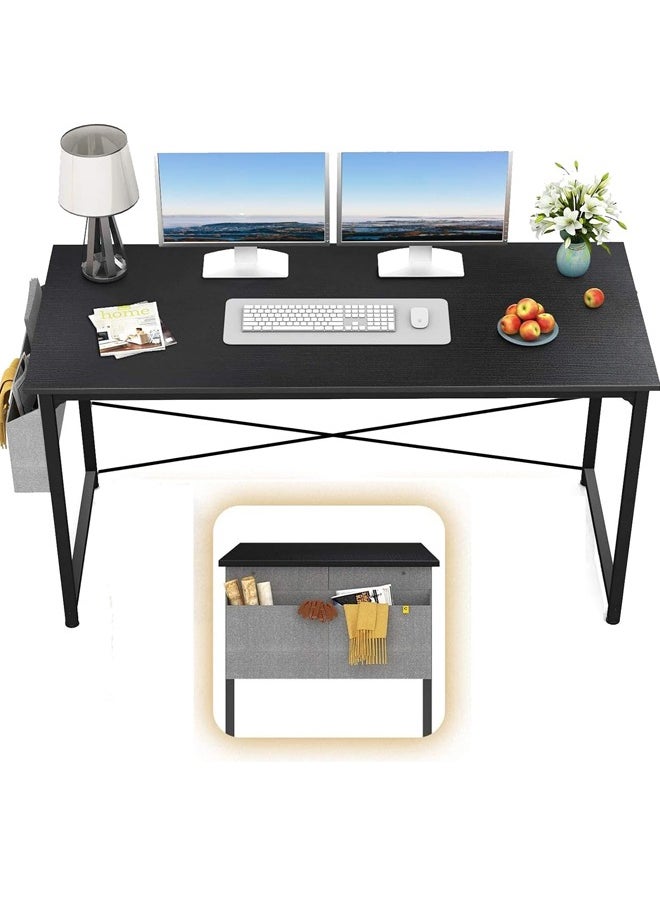 Beauenty - Computer Table120*60cm Home Office Desk Table Computer Study Table, Modern Standing Desk Simple Writing Table,Sturdy Office Table, Work Desks with Storage Bag Laptop PC Table(Black, 120x60CM) - Image 1