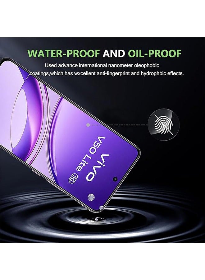 2 Pack Vivo V50 Lite 5G Screen Protector, 9H Tempered Glass Screen Protector for Vivo V50 Lite 5G, Full Coverage Bubble-Free Tempered Film, Anti-Scratch Film - Image 4