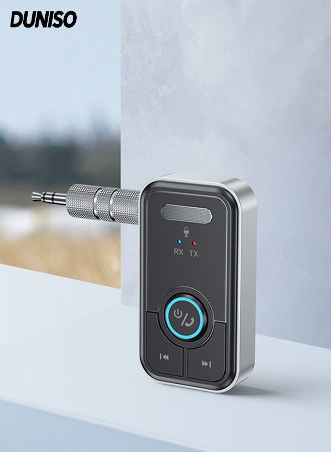 DUNISO Bluetooth Receiver for Car with Built-in Microphone,AUX Adapter 3.5mm Jack ,Wireless Transmitter,Hands-Free Calling - Image 1