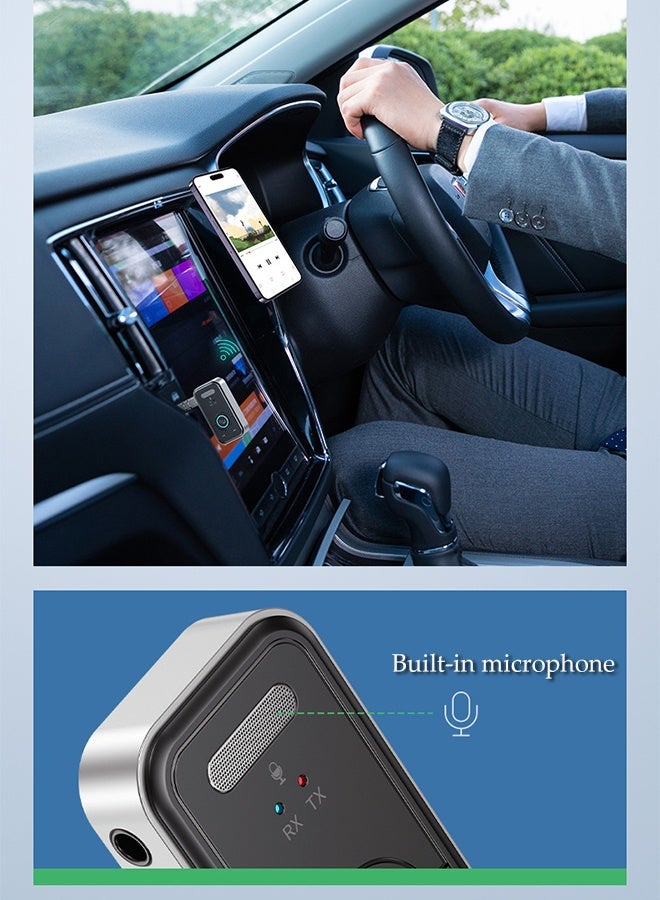 DUNISO Bluetooth Receiver for Car with Built-in Microphone,AUX Adapter 3.5mm Jack ,Wireless Transmitter,Hands-Free Calling - Image 3