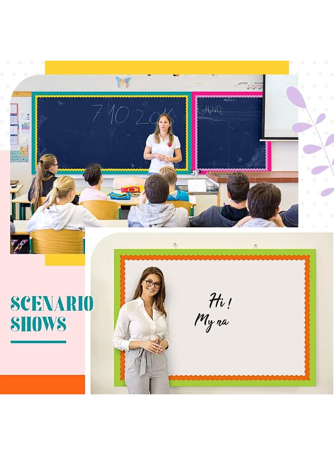 6 لفات 196.8 قدم حدود ملونة للوحة الإعلانات، حواف صدفية لتزيين لوحة الإعلانات للفصول الدراسية والعودة إلى ديكور المدرسة (الحجم: أ) - Image 5