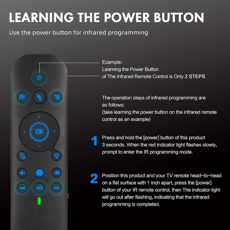 Yoidesu Air Remote Control Mouse, Bluetooth 5.0 2.4G Wireless Dual Mode with Gyroscope Sensor and Voice Control, for PC TV Box Computer - Image 3
