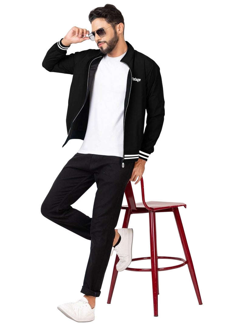 FTX Men Solid Full Sleeve Black Color Regular Fit Windcheater Casual Jacket - Image 4