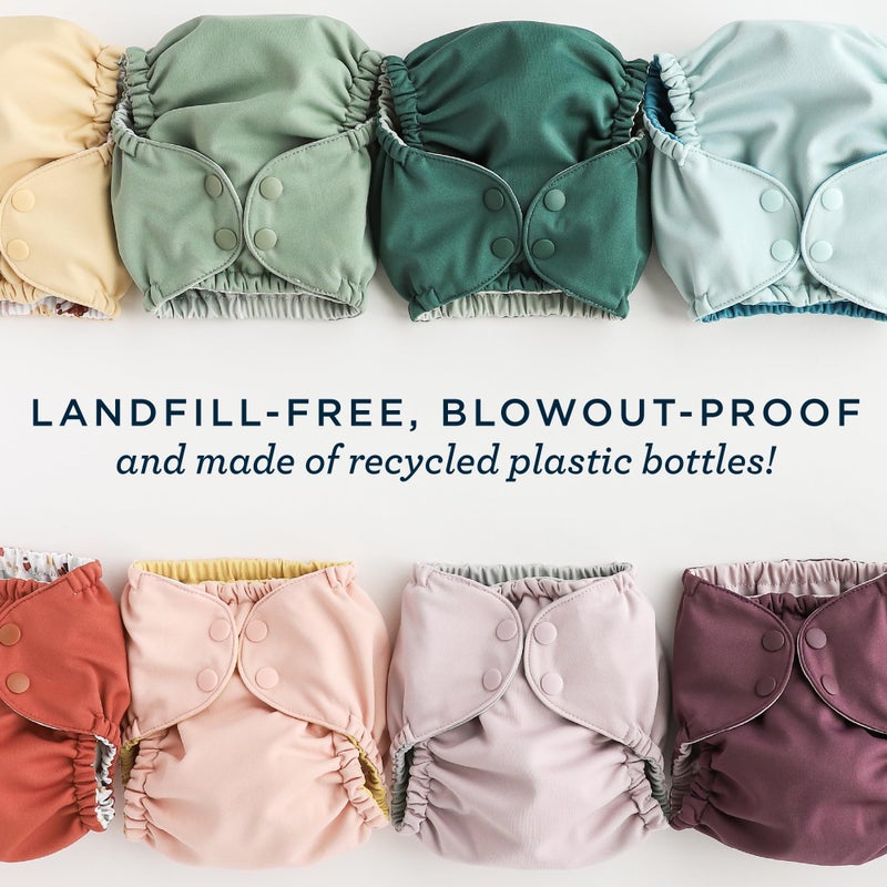 Esembly Cloth Diaper Cover - Reusable Swim Diaper, Waterproof, Breathable - Adjustable Outer Layer Over Absorbent Inner for Blowout Protection - Aloe, Size 1 (7-17lbs) - Image 4