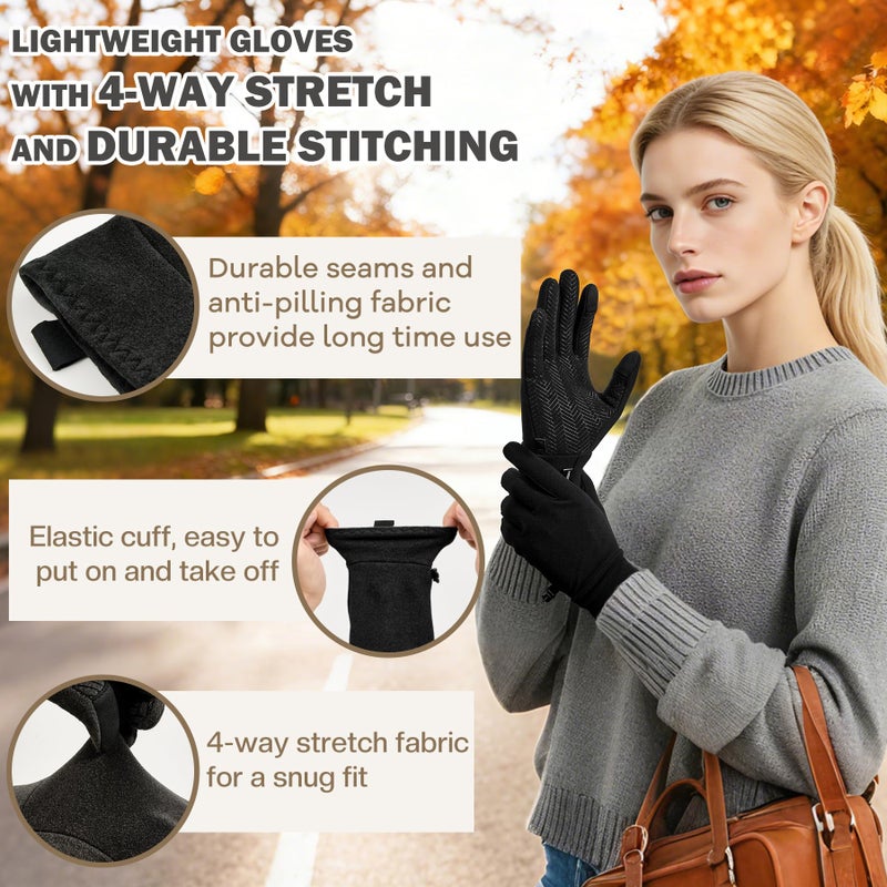 Sukeen Lightweight Running Gloves for Women Touchscreen Anti-Slip Liner Gloves Winter Warm Gloves for Cycling, Driving, Soccer - Image 2