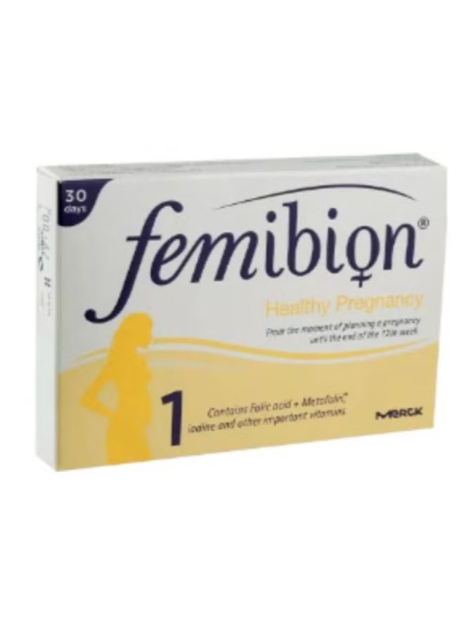 Femibion 1 Tablets 30 Count | Prenatal Vitamin for Early Pregnancy & Folic Acid Support