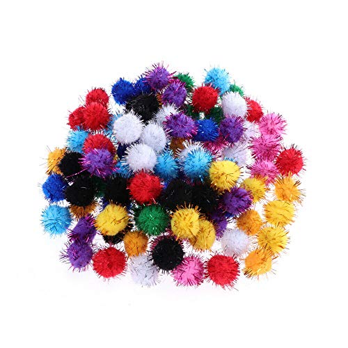 3A Featuretail Glitter Pom Poms Sparkle Balls for Craft, Multicolored Glitter Pom Poms for Decoration (100 Pc, 2CM) - Image 1