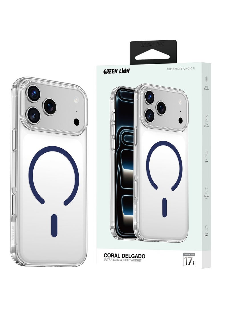 GREEN LION iPhone 17 Pro MagSafe Case Coral Delgado Ultra Slim & Lightweight / Anti-Yellowing Back Cover / Comfortable Grip / Anti-Scratch / Enhanced Protection / Enduring Clarity - Blue - Image 2