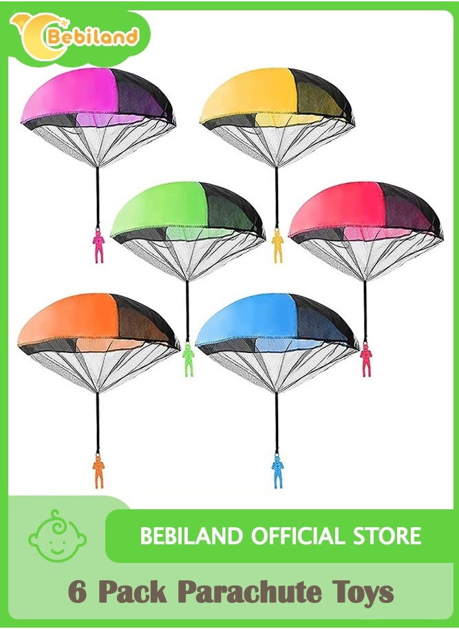 Bebiland - 6 Pack Parachute Toys, Tangle Free Outdoor Flying Parachute, Men Outdoor Flying Parachute, Tangle Free Parachute Figures Hand Throw Soldiers Outdoor Flying Toys as Gifts for Children - Image 1