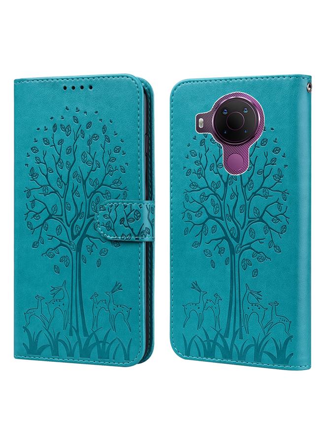 S-TOP Case For Nokia 3.4 / 5.4 Tree & Deer Pattern Pressed Flip Leather Phone Case - Image 1