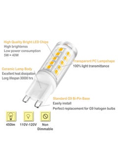 G9 Led Bulb Dual Pin Base 5w 6000k Replacement 40w Halogen Bulb White Pendant Flicker Free Home Lighting Non Dimmable 5 Pack - pzsku/Z22E312711CF9112EF630Z/45/_/1666399900/83f2c3ce-a77c-47d8-859d-413cc36b3897