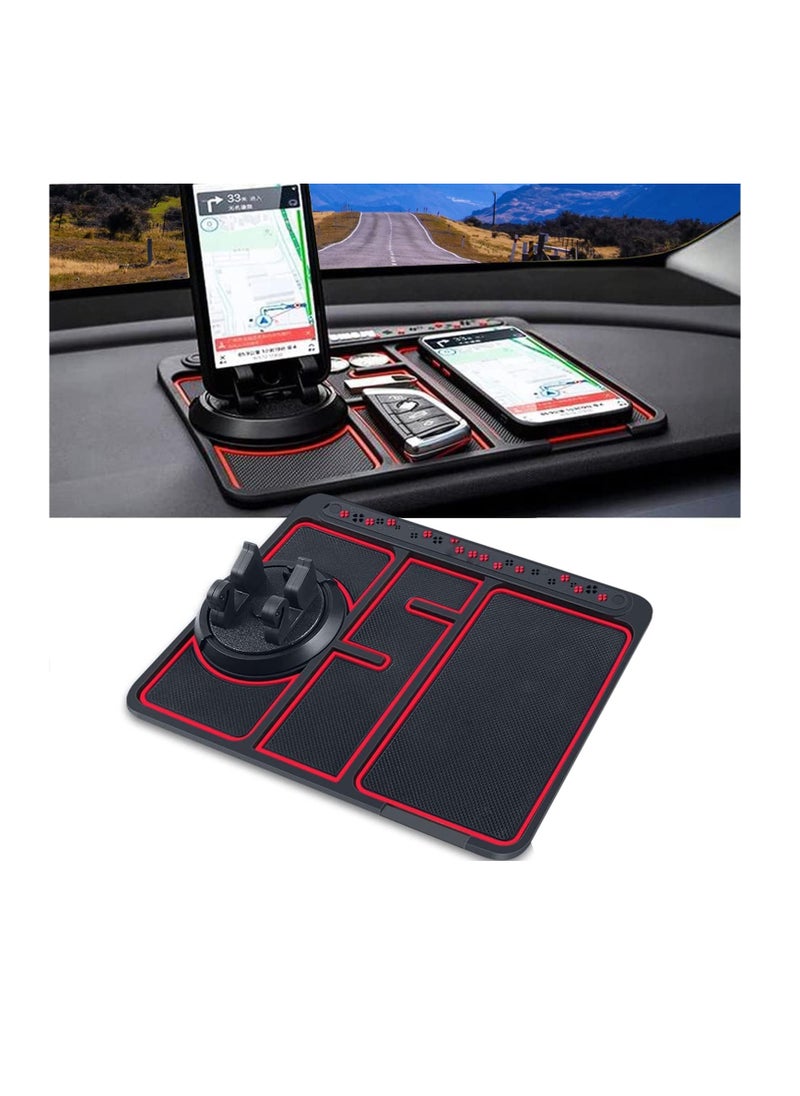 Generic Car Non-Slip Phone Pad Set,4-in-1 Multifunction Phone Pad Non Slip Dashboard Mat with Digital Tag Anti-Slip&Shake Sticky Pads Phone Holder Cars 360 Degrees Rotating Phone Holder Mat-White  - Image 1