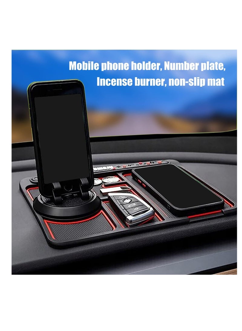 Generic Car Non-Slip Phone Pad Set,4-in-1 Multifunction Phone Pad Non Slip Dashboard Mat with Digital Tag Anti-Slip&Shake Sticky Pads Phone Holder Cars 360 Degrees Rotating Phone Holder Mat-White  - Image 2