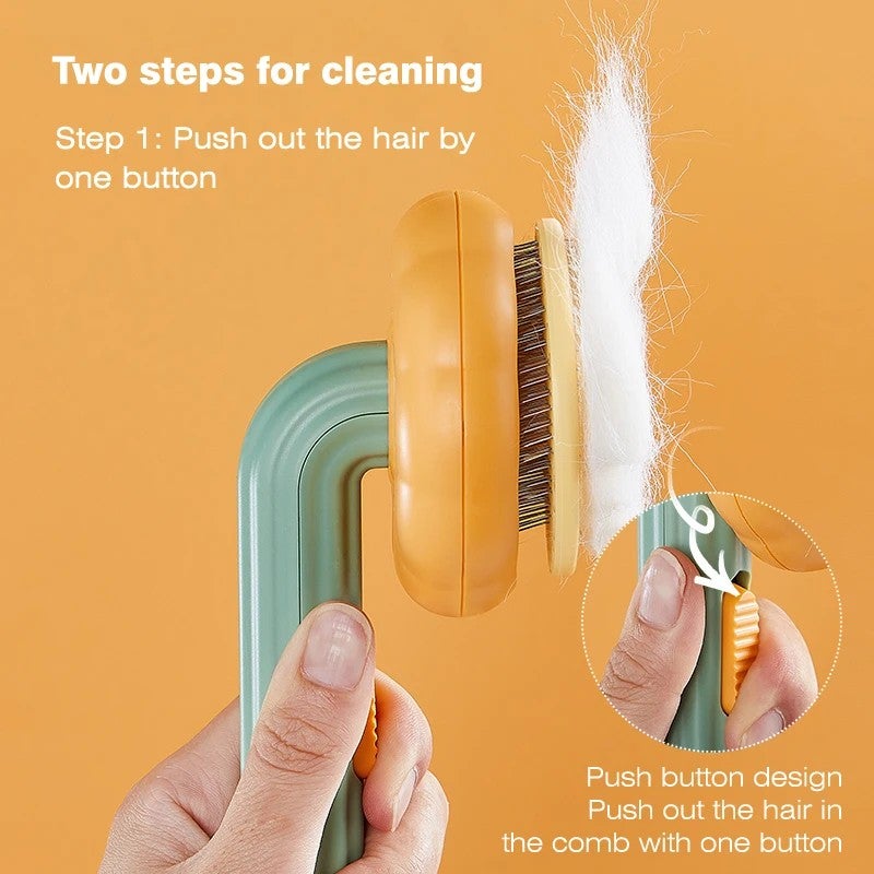 Y&D Self Cleaning Slicker Brush for Cats & Dogs - Pumpkin Pet Grooming Brush Tool Removes Loose Hair, Mats & Tangles - High Quality Cat Brush with Fine Teeth - Image 4