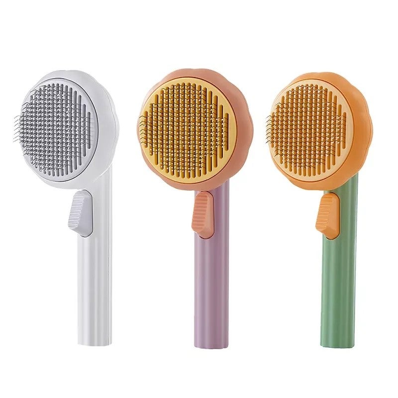 Y&D Self Cleaning Slicker Brush for Cats & Dogs - Pumpkin Pet Grooming Brush Tool Removes Loose Hair, Mats & Tangles - High Quality Cat Brush with Fine Teeth - Image 2