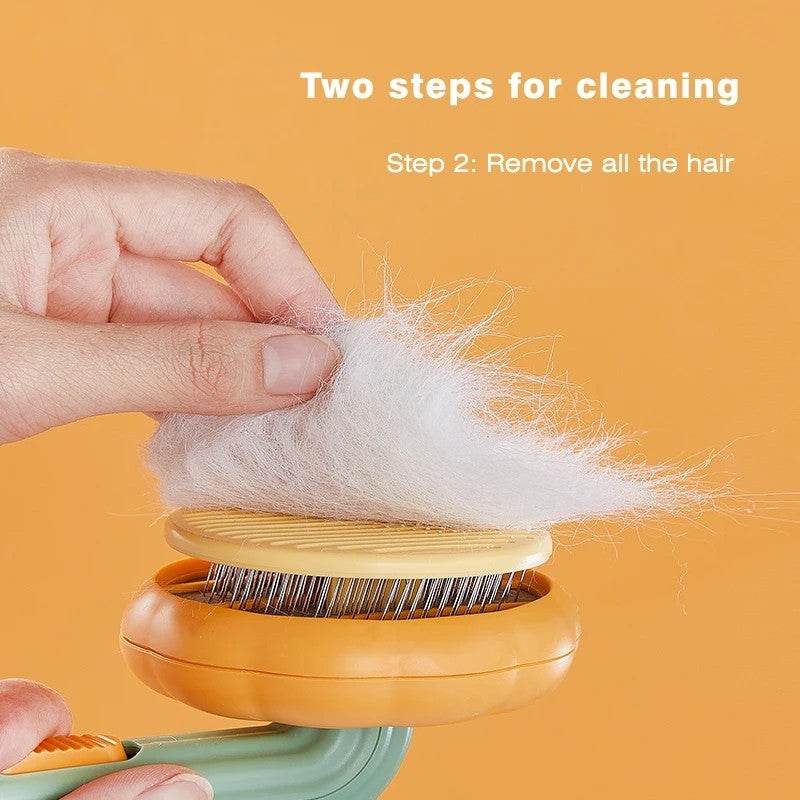 Y&D Self Cleaning Slicker Brush for Cats & Dogs - Pumpkin Pet Grooming Brush Tool Removes Loose Hair, Mats & Tangles - High Quality Cat Brush with Fine Teeth - Image 3