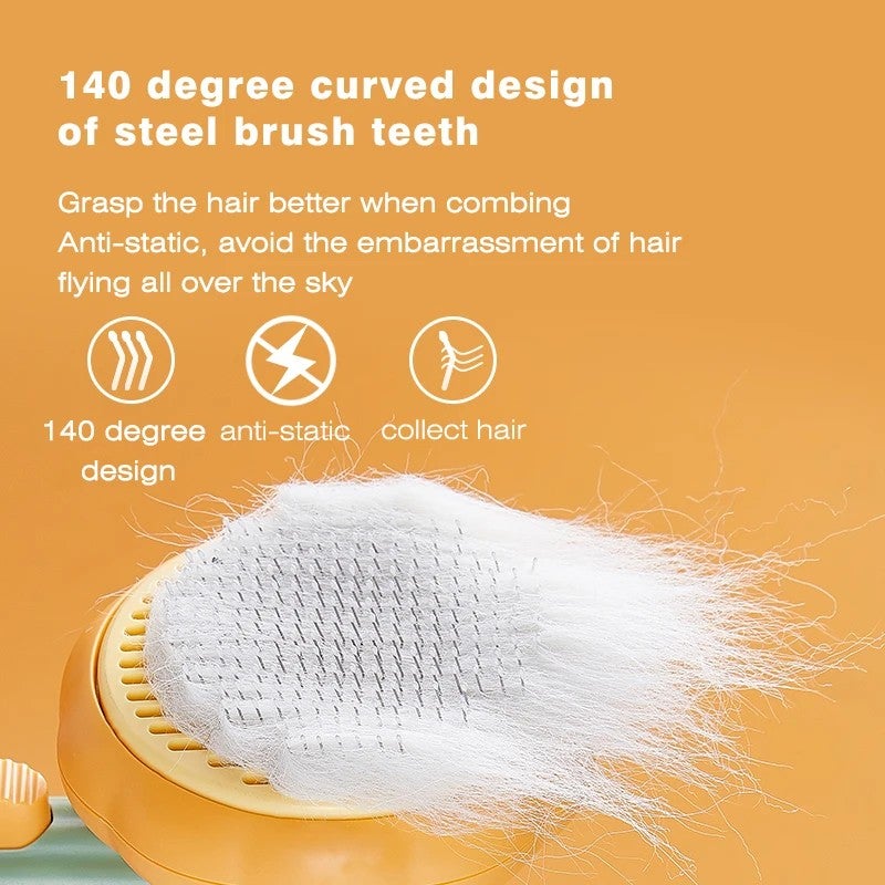 Y&D Self Cleaning Slicker Brush for Cats & Dogs - Pumpkin Pet Grooming Brush Tool Removes Loose Hair, Mats & Tangles - High Quality Cat Brush with Fine Teeth - Image 5