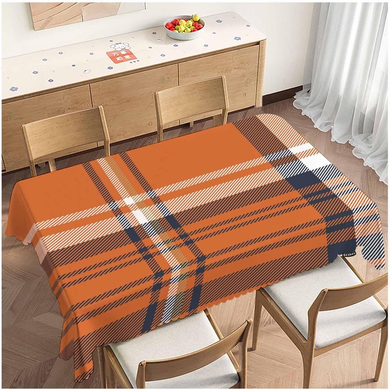 Beabes Tartan Plaid Table Cloths Retro Orange Plaid Decorative Tablecloth for Rectangle Tables 52X70 Heavy Duty Table Covers for Dinner Kitchen Patio Banquet 46 Seats - Image 1