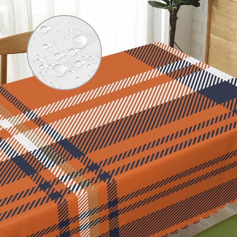 Beabes Tartan Plaid Table Cloths Retro Orange Plaid Decorative Tablecloth for Rectangle Tables 52X70 Heavy Duty Table Covers for Dinner Kitchen Patio Banquet 46 Seats - Image 3