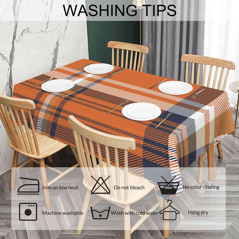 Beabes Tartan Plaid Table Cloths Retro Orange Plaid Decorative Tablecloth for Rectangle Tables 52X70 Heavy Duty Table Covers for Dinner Kitchen Patio Banquet 46 Seats - Image 5