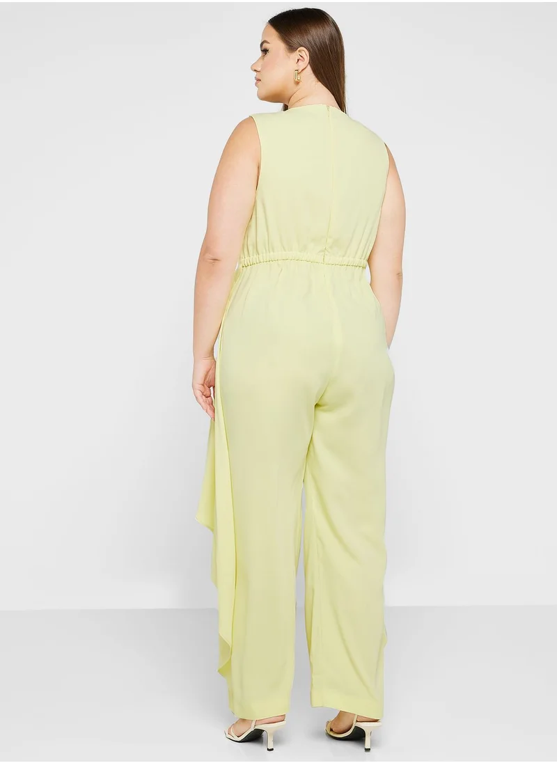 River Island Plus Ruffle Detail Wide Leg Jumpsuit