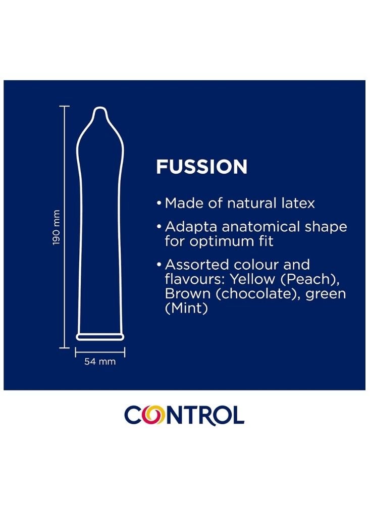 كنترول واقيات ذكرية كونترول فيوجن – بنكهات الشوكولاتة والخوخ والفراولة (عبوة ١٢ واقيًا) - Image 4