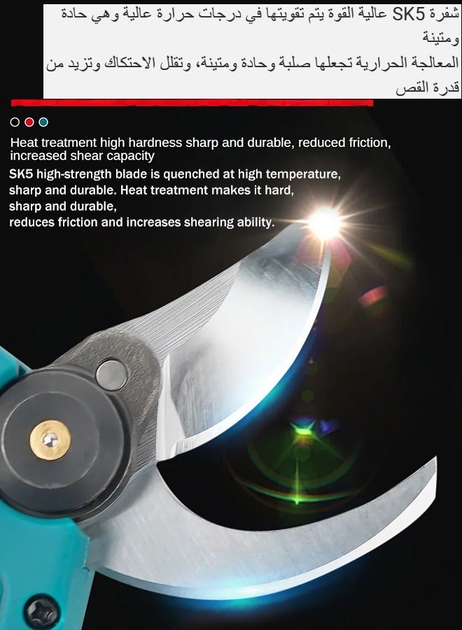 ويمارت مقص تقليم كهربائي 24 فولت، مقص تقليم للحدائق، مقص بستنة، مع بطاريتين 2.0 أمبير/ساعة، شاحن واحد ومجموعة شفرات، 1.2 بوصة (30 مم) - Image 2