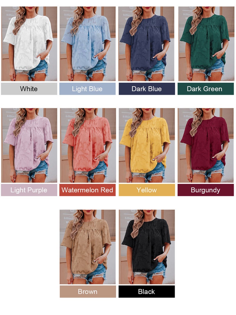 Women Floral Blouse Half Sleeves Flared Loose Shirts for Spring Summer - Image 3