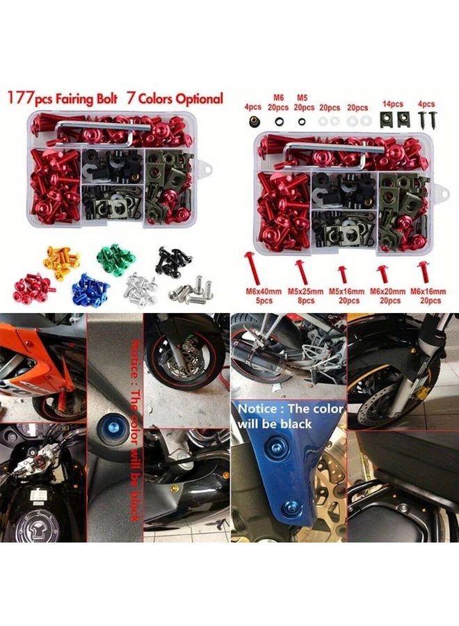 Golden 177pcs Aluminum Windscreen Screws Set Motorcycle Fairing Bolt Kit Colorful Fasteners - Image 4