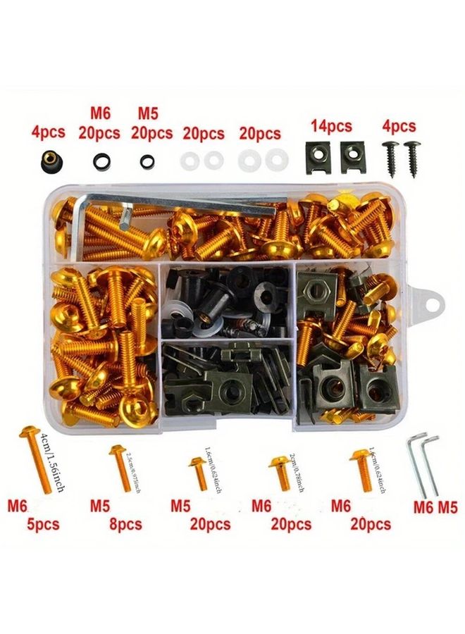 Golden 177pcs Aluminum Windscreen Screws Set Motorcycle Fairing Bolt Kit Colorful Fasteners - Image 5