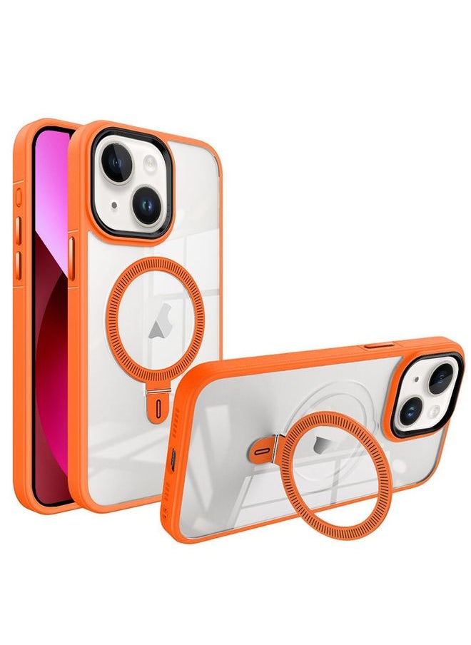 HuHa Case Cover For iPhone 13 Shield Armor MagSafe Holder Phone Case Orange 