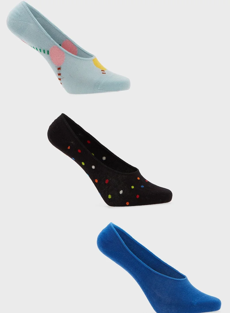 Happy Socks 3 Pack Argyle Dot No Show Socks