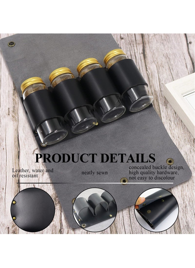 Generic - Portable Camping Spice Storage Bag with 4 Spice Jars, Camping Spice Set Kit, Outdoor Spice Containers, PU Leather Camping Seasoning Condiment Organizer for Travel Hiking BBQ - Image 1