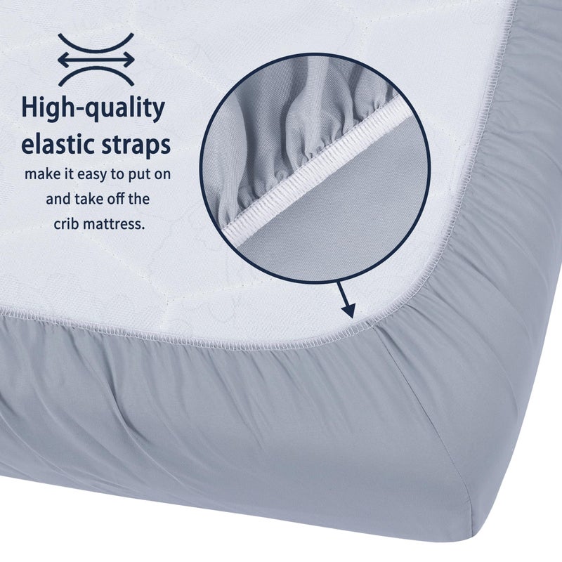 GUNTAIL Pack and Play Sheets Fitted, 2 Pack Pack n Play Sheets for Graco Pack n Play Mattress, Unisex Playard Sheets for Boys Girls(Dark Green & Dark Grey, 38 X 26 Inch) - Image 4