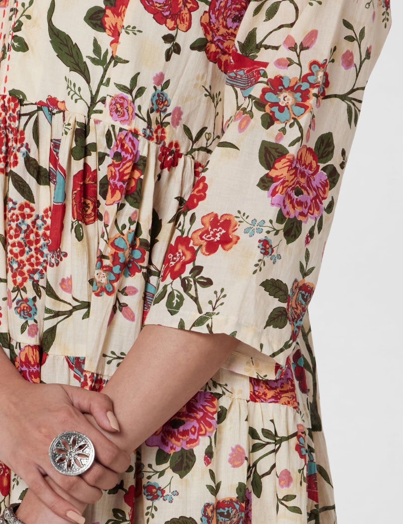 Biba Women Printed Flared Mix and Match Ankle Length Dress (Fusassorted1303E_Off White_40) - Image 5