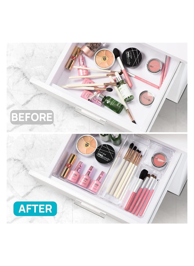 Generic Set of 25 clear plastic drawer organizers, multi-size, organize drawers in bathroom, makeup, jewelry, kitchen and office.  - Image 2