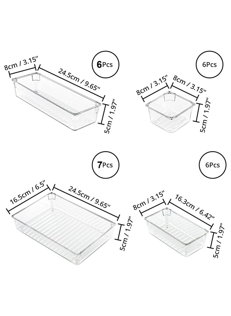 Generic Set of 25 clear plastic drawer organizers, multi-size, organize drawers in bathroom, makeup, jewelry, kitchen and office.  - Image 2
