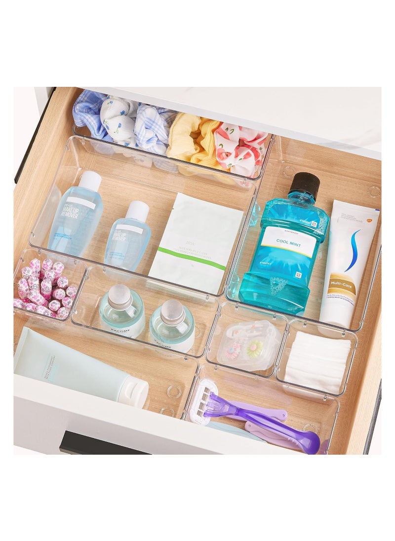 Generic Set of 25 clear plastic drawer organizers, multi-size, organize drawers in bathroom, makeup, jewelry, kitchen and office.  - Image 5